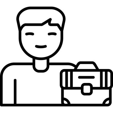 Bavullu bir adam. Web simgesi basit illüstrasyon