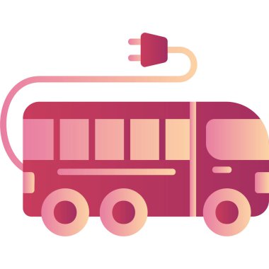 Electric Bus modern simgesi, vektör illüstrasyonu