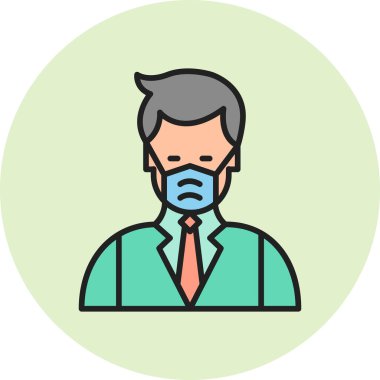 Food Safety Manager, man with face mask, logo, simple icon for web page 
