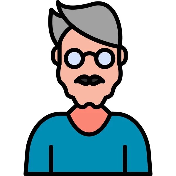 Homem Velho Avatar Homem Com Óculos Ilustração Vetorial — Vetor de Stock