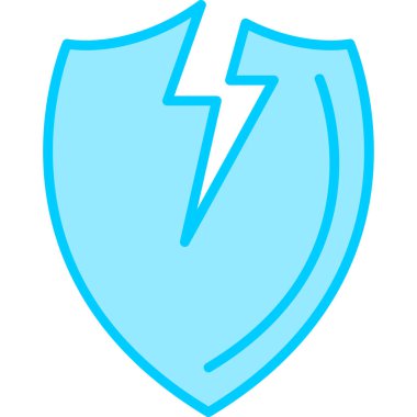 Yıldırım ikonlu kalkan. vektör illüstrasyonu