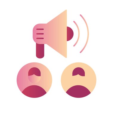 Online advertising with megaphone. Web icon simple illustration