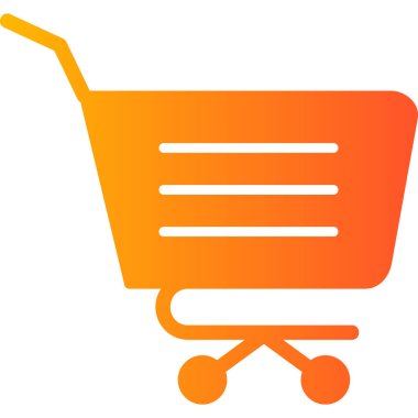 Alışveriş arabası ikonu. iki renkli düz sembol, turuncu ve sarı renkler, yuvarlak açılar, beyaz