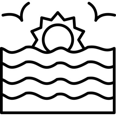 Günbatımı simgesi, vektör illüstrasyonu