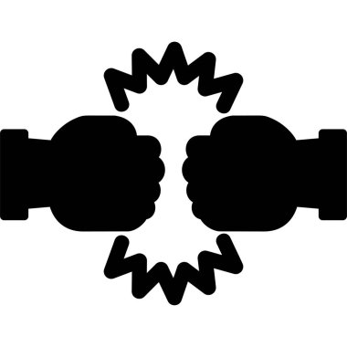 Bir silah ikonunu tutan bir el. vektör illüstrasyonu