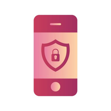 mobil güvenlik vektör çizgisi simgesi
