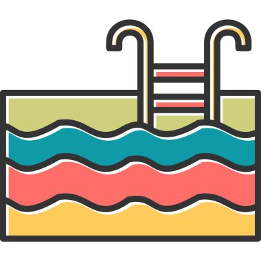 Yaz yüzme havuzunda su. Web simgesi illüstrasyonu