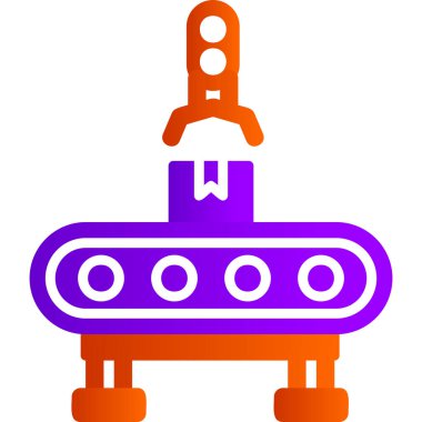 Fabrika makinesi modern simge, vektör illüstrasyonu