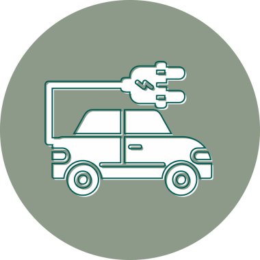 Electric Car modern simgesi, vektör illüstrasyonu