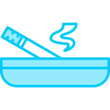 Sigara ikonlu kül tablası. Web basit illüstrasyonu