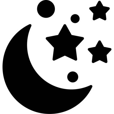 art illustration of Moon And Stars, Night time