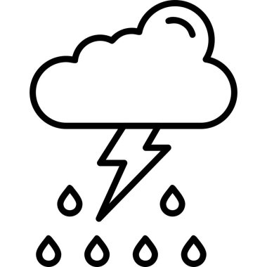 Yağmur bulutlu gök gürültülü fırtına, basit illüstrasyon