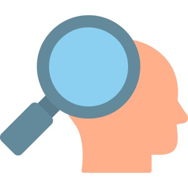 İnsan yüzü. Basit tasarım. Büyütme cam vektör simgesi. Araştırma. 