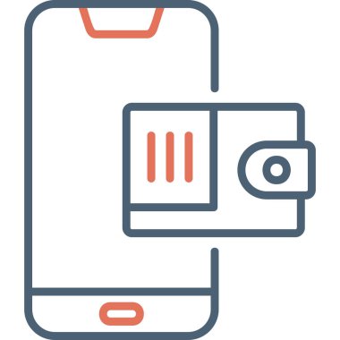Cep telefonu cüzdanı. Web simgesi basit illüstrasyon