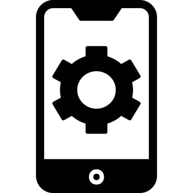 Ekranda dişli tekerleği olan mobil ayarlar, akıllı telefon aygıtının dijital illüstrasyonu 