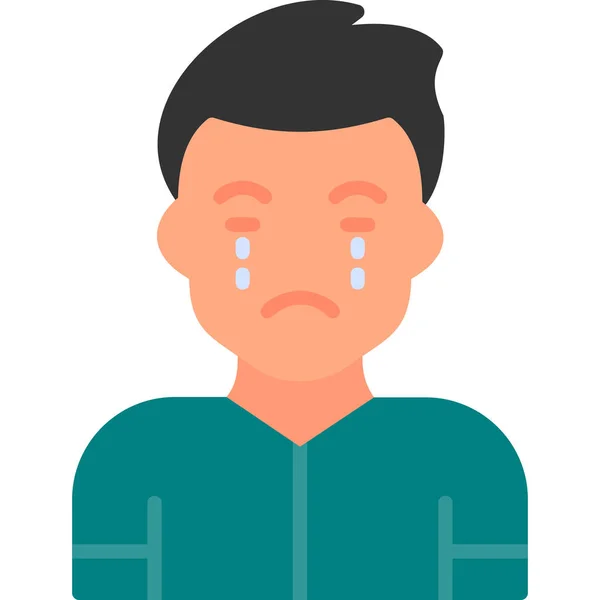 Man Face Tears Suffering Pain Sad Face Illustration — Stock Vector