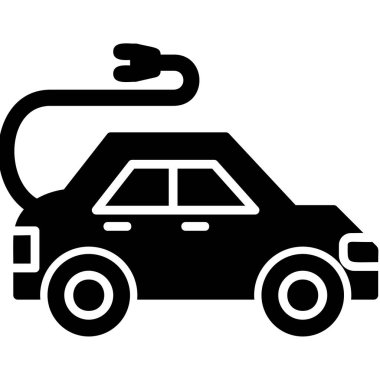 Electric Car modern simgesi, vektör illüstrasyonu