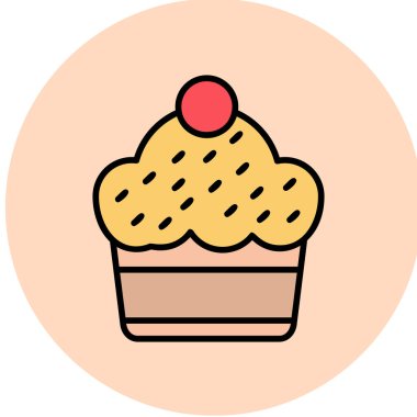 Cupcake 'in grafiksel çizimi, tatlı hamur işi yemekleri. 