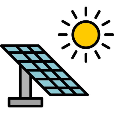 Güneş enerjisi ikon vektör illüstrasyonu