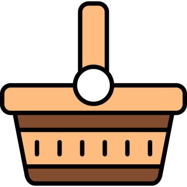 Piknik sepeti simgesi, vektör illüstrasyonu