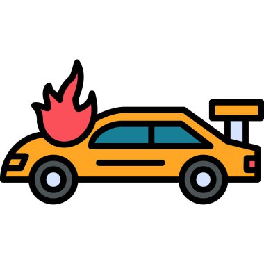 Yanan araba modern ikon, vektör illüstrasyonu
