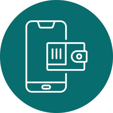 Cep telefonu cüzdanı. Web simgesi basit illüstrasyon