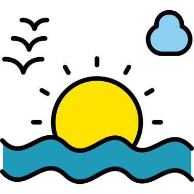 Günbatımı simgesi, vektör illüstrasyonu