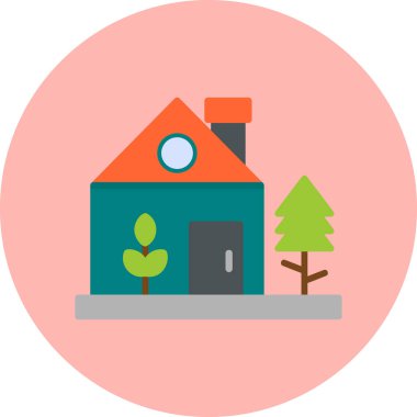 Arkaplanda emlak evi simgesi.