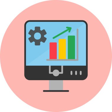 Çizelge ve pazar analizi, yönetim grafiği. Basit web illüstrasyonu