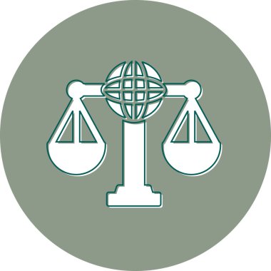 Uluslararası Hukuk. Web simgesi vektör illüstrasyonu 