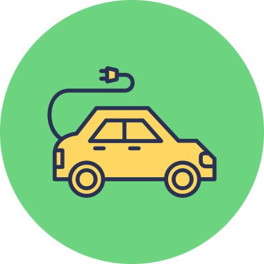 Electric Car modern simgesi, vektör illüstrasyonu