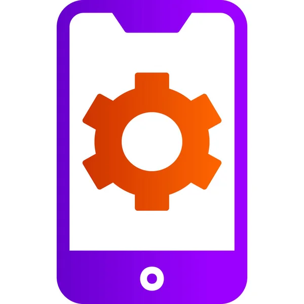 Mobile Settings Cog Wheel Screen Digital Illustration Smartphone Device — Stock Vector
