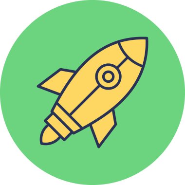 Roket. Web simgesi basit illüstrasyon