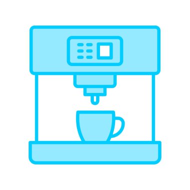 Kahve makinesi ikonu. Ana hatlı vektör çizimi. beyaz arkaplanda izole.