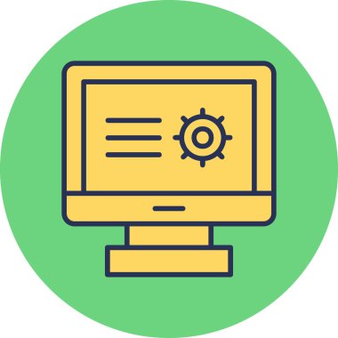 masaüstü bilgisayarı. Vektör çizimi. Araştırma. 