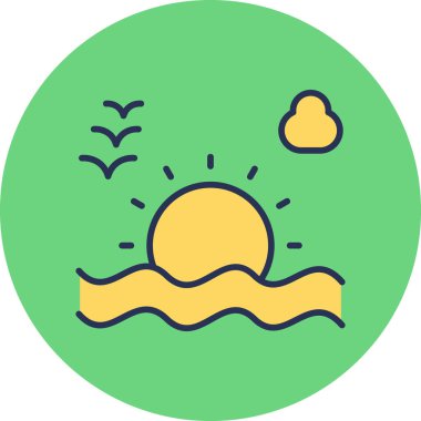 Günbatımı simgesi, vektör illüstrasyonu