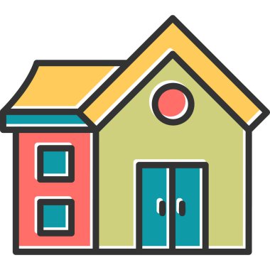 Arkaplanda emlak evi simgesi.