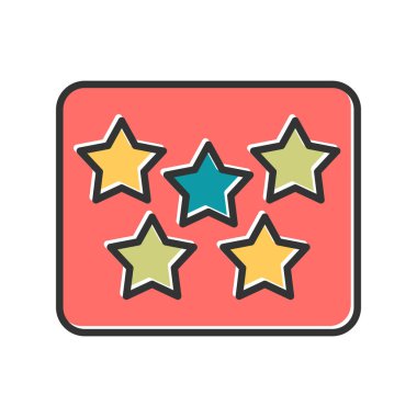 Beş Yıldız, vektör çizimi, düz tabela, katı tasarım