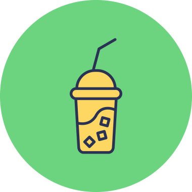 Taze meyve suyu vektörü renk çizgisi simgesi