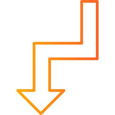 ok aşağı vektör simgesi. biçim, beyaz arkaplanda sarı renkli taslak simgeleridir.