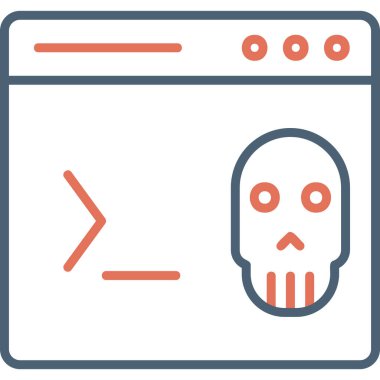 Kafatası simgesi, vektör illüstrasyonlu kodlama terminali