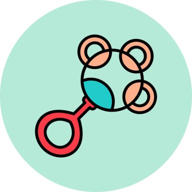 Çıngırak oyuncağı simgesi, vektör illüstrasyonu basit tasarım