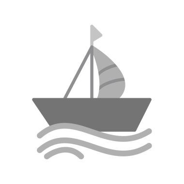 yelkenli tekne ikonu vektör çizimi tasarımı 