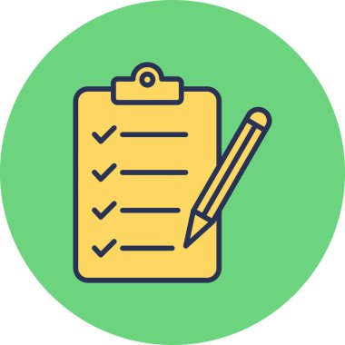 Kişisel ve ticari kullanım için kontrol listesi düz simgesi. vektör izole çizimi.