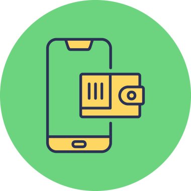 Cep telefonu cüzdanı. Web simgesi basit illüstrasyon