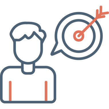 Hedef simgesi olan kişi avatarı, vektör illüstrasyonu 