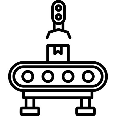 Fabrika makinesi modern simge, vektör illüstrasyonu
