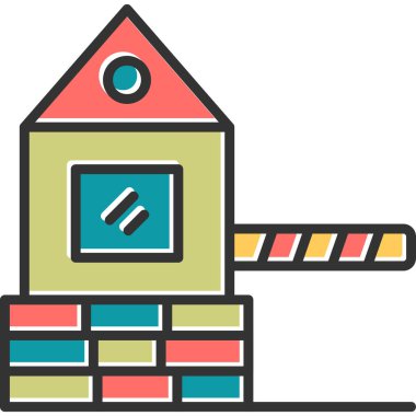 Askeri Bariyer Ağ simgesi basit illüstrasyon