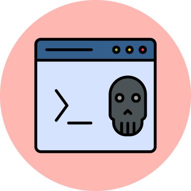 Kafatası simgesi, vektör illüstrasyonlu kodlama terminali