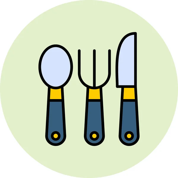 Utensilios Cocina Cubiertos Web Iconos Simples — Vector de stock